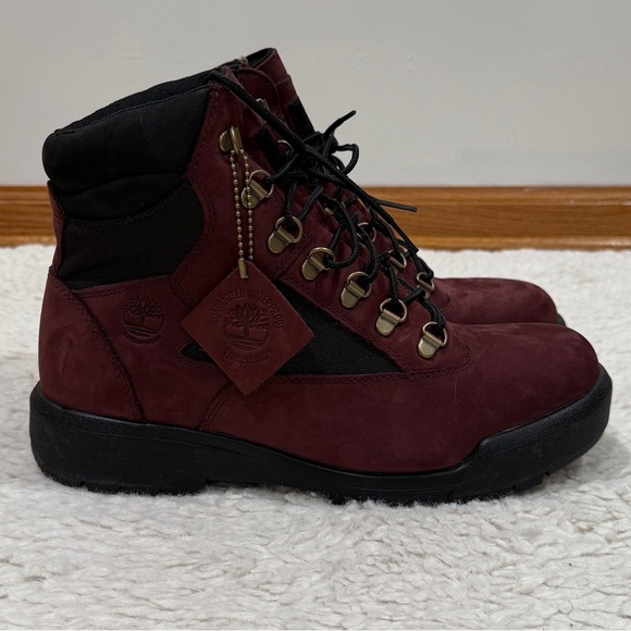 NWOB Timberland 6-Inch Field Boot Burgundy Men's Sz 9 A5W79 Waterproof Casual - Picture 2 of 14